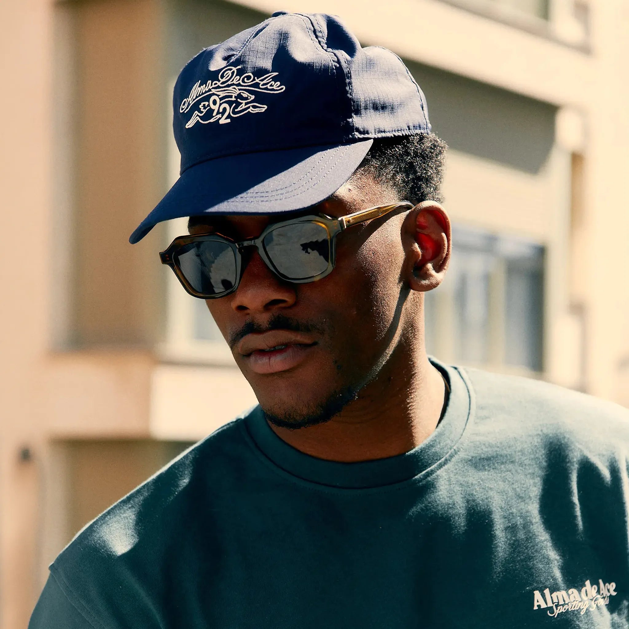 Front Side View of Alma De Ace Hare 92 Sports Navy Cap